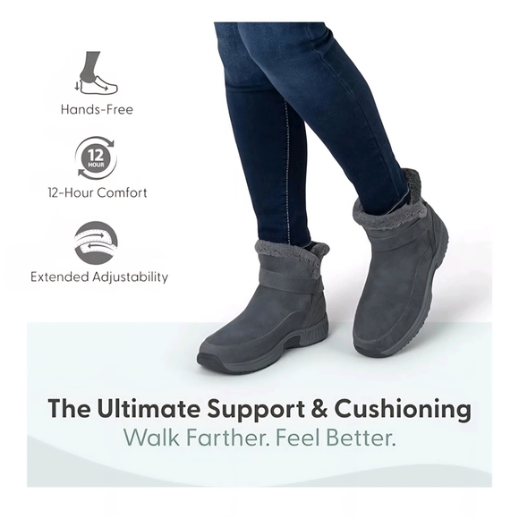 Orthofeet Women's Bliss Hands-Free Orthopedic Boots -Grey - Picture 3 of 9